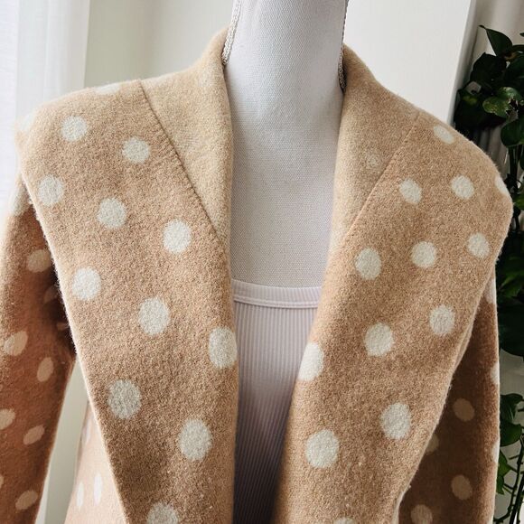 Anthropologie Field & Flower 100% Wool Polka Dot Brown & White Soft Sweater -Med - Picture 2 of 11